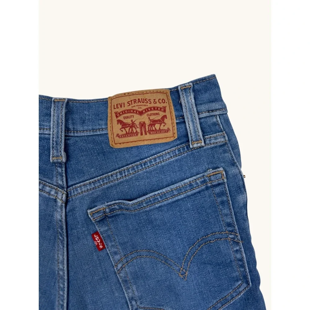 Levis High Rise Shorts 24 Blue Denim Distressed Raw Hem Cut Off 72878-0021